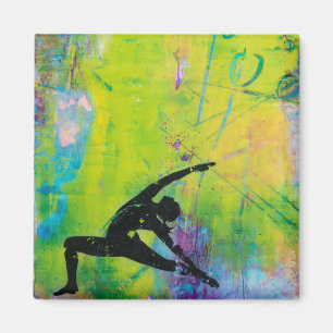 Reverse Warrior Yoga Girl Square Magnet