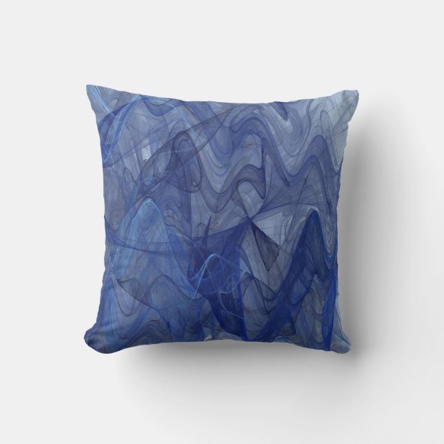 Reversible Abstract Textured Elegent Blue Pillow (Front)