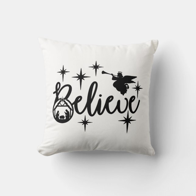 Reversible Believe Nativity Scene Cushion (Front)