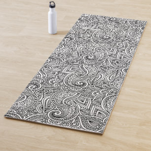 Reversible Black and White Boho, Gypsy Design Yoga Yoga Mat