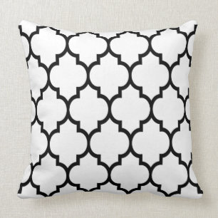 Reversible Black And White Quatrefoil Pattern Cushion