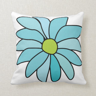 Reversible Blue Daisy Flower Square Pillow