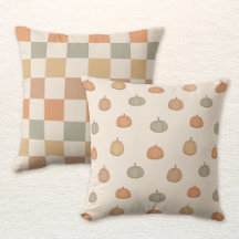 Reversible Boho Pumpkin Halloween Fall Chequered