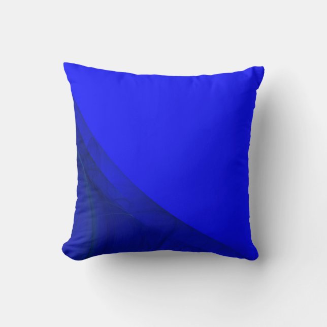 Reversible Bright Royal Blue Fractal Pillow (Front)