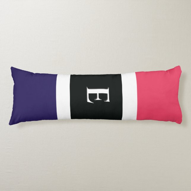 Reversible Bright Stripe Colour Block Monogram Body Cushion (Front)