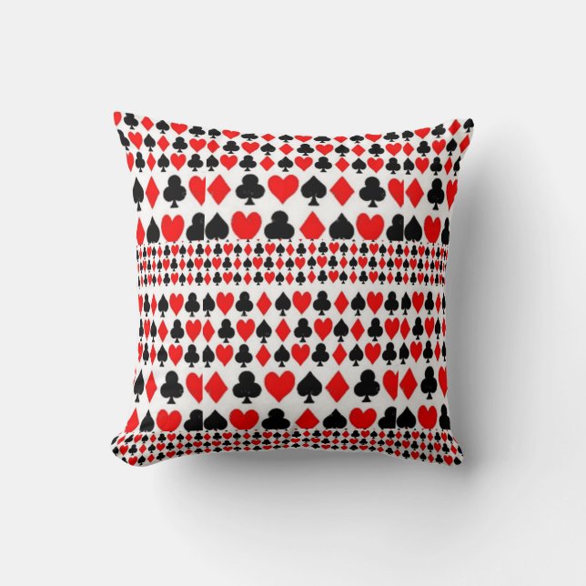 REVERSIBLE CASINO NIGHTS CARDS PATTERN ART CUSHION (Front)
