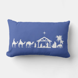 Reversible Christmas Nativity Scene Lumbar Cushion