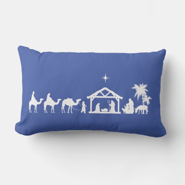 Reversible Christmas Nativity Scene Lumbar Cushion (Front)