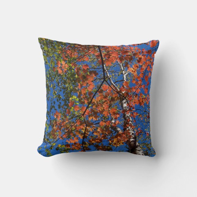 Reversible Colourful Fall Leaves Pillow (Front)