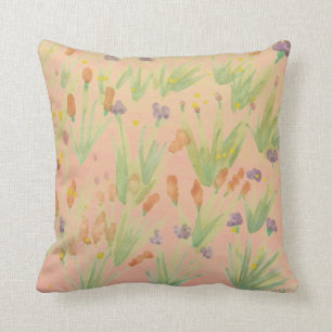 Reversible Coral and Green Home Throw Pillow