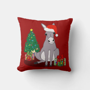 Reversible Cute Merry Christmas Donkey Cushion