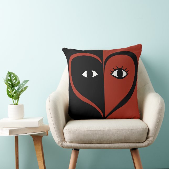 Reversible Cute Red Love Face Heart Cushion (Chair)