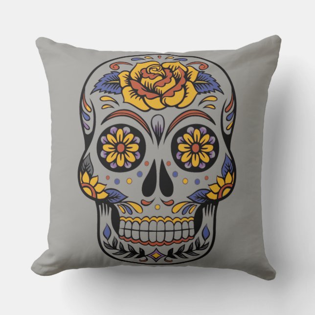REVERSIBLE DESIGN Day of the Dead pillow (Front)