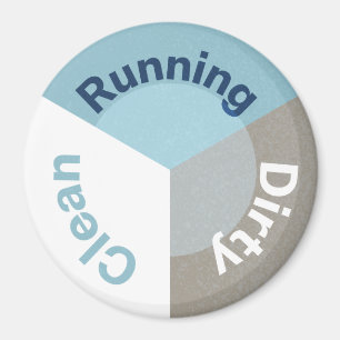 Reversible Dishwasher  Running Clean Dirty Blue Magnet