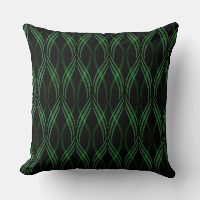 Reversible Emerald Green Ribbons Throw Pillow (Front)