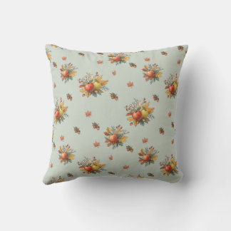 Reversible Fall Harvest Pillow: Beige & Green Cushion