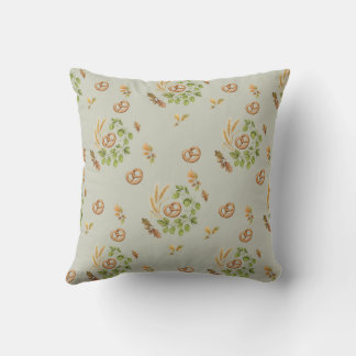 Reversible Fall Harvest Pillow: Beige & Green Cushion