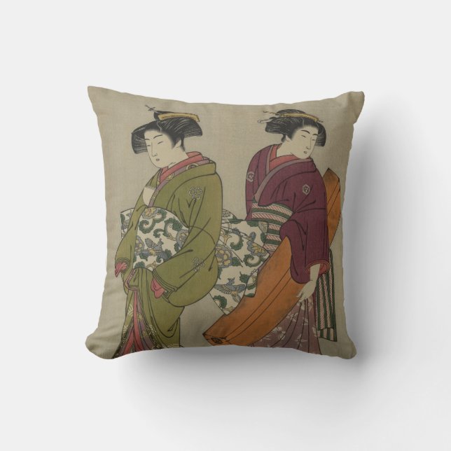Reversible Geisha Throw Pillow (Front)
