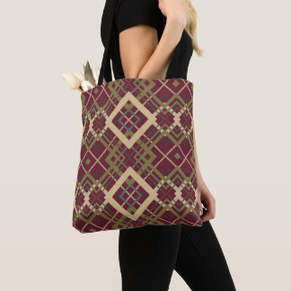 Reversible Geometric Diamond Wine Dusty Rose Tote Bag