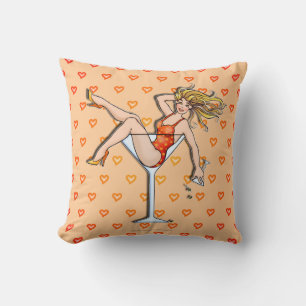REVERSIBLE Girl In A Martini Glass (Olivia) Americ Cushion