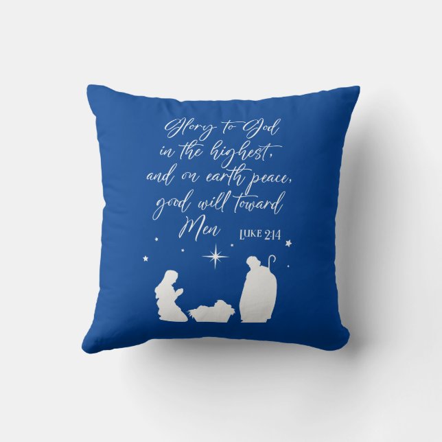 Reversible Glory To God In The Highest Nativity Cushion (Back)
