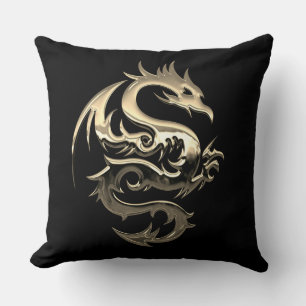 Reversible Gold Metallic Dragon Cushion