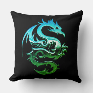 Reversible Green Metallic Dragon Cushion