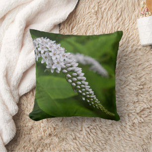 Reversible Green White Floral Botanical Cushion