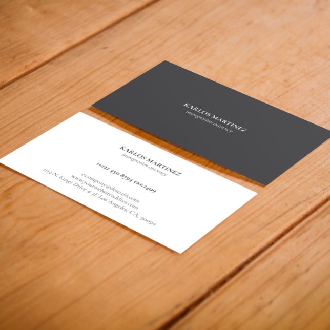 Reversible Grey & White Immigration Attorney Business Card (Creator Uploaded)