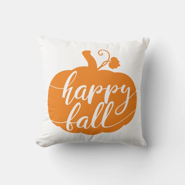 Reversible Happy Fall Pumpkin Cushion (Front)