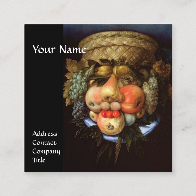 Reversible Head with Basket of Fruit and Grapes Square Business Card (Front)