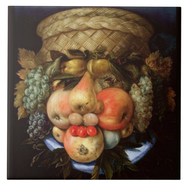 Reversible Head with Basket of Fruit  Ceramic Tile (Front)