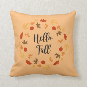 Reversible Hello Fall with Leaves Cushion