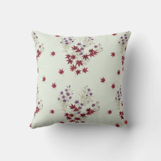 Reversible Japanese Autumn Pillow: Beige & Green Cushion