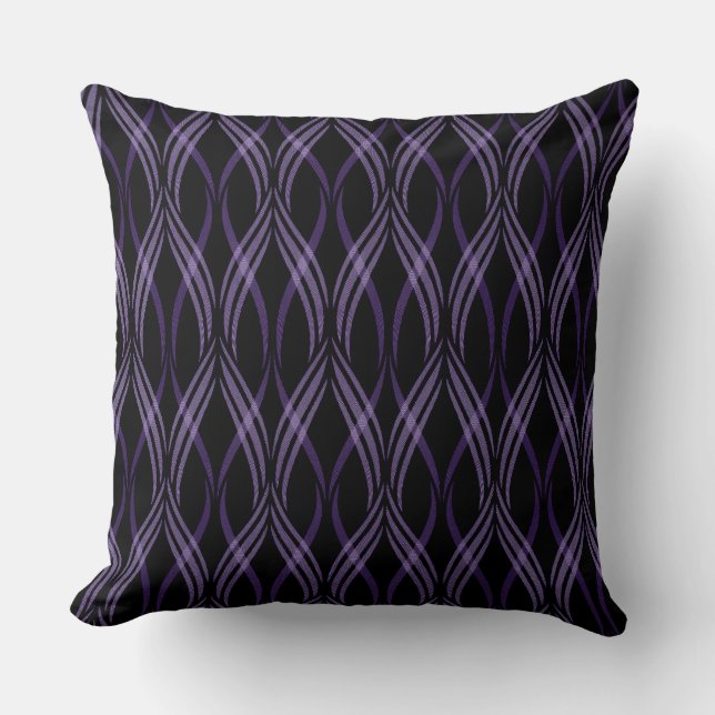 Reversible Lavender Ribbons Throw Pillow (Front)