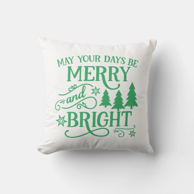 Reversible Merry & Bright Christmas Trees  Cushion (Front)