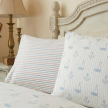 Reversible Nautical Sailboat Striped Pillowcases