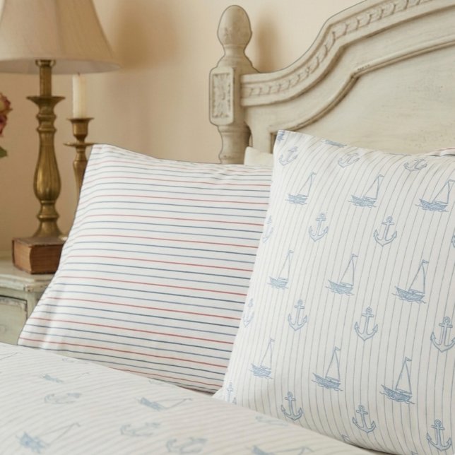 Reversible Nautical Sailboat Striped Pillowcases (Creator Uploaded)