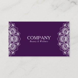 Reversible purple and white mandala business card