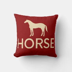 Reversible Red & Cream Horse Equestrian Cushion