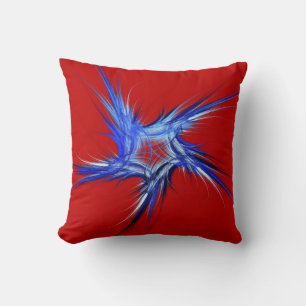 Reversible Red n Blu Patriotic Fractal Star Pillow