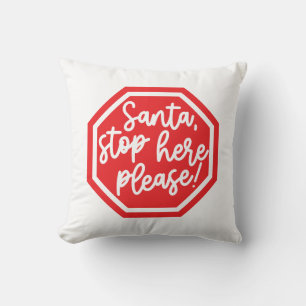 Reversible Santa Stop Here Please Cushion