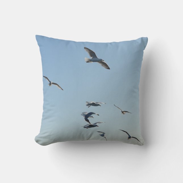 Reversible Seagull Laying Down Cushion (Front)