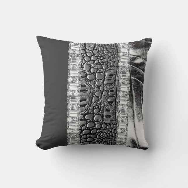 Reversible Silver Metallic Rhinestone Pillow (Front)