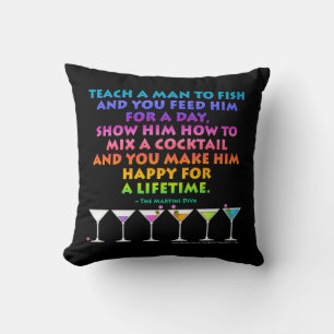 REVERSIBLE Teach a Man to Mix a Cocktail - Martini Cushion