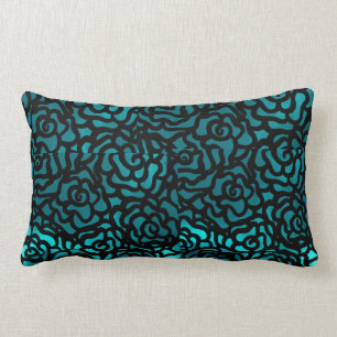 reversible teal and purple throw pillow