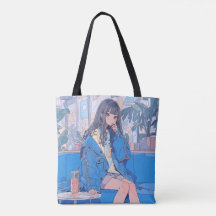 Reversible Tote Bag cafe|Sushi Musume GenerativeAI