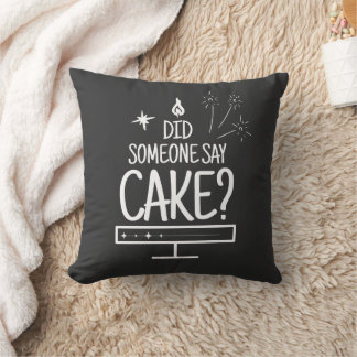 Reversible Typography Cake Lover Gift Black White Cushion