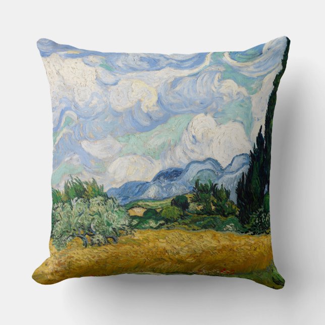 Reversible Van Gogh Wheat Field with Cypresses Cushion (Front)