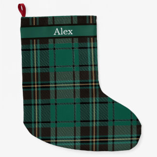 Reversible Vintage Christmas Decor - Plaid Stripe Large Christmas Stocking